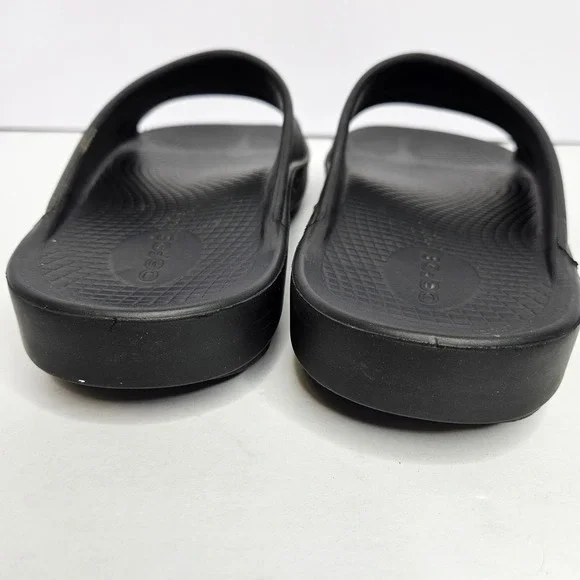 OOFOS Slip On Black Sandals Unisex M9-W11 Heel To Toe 11.5" - Picture 5 of 12